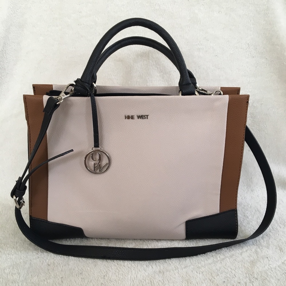Nine West Satchel White, Black, Tan Crossbody